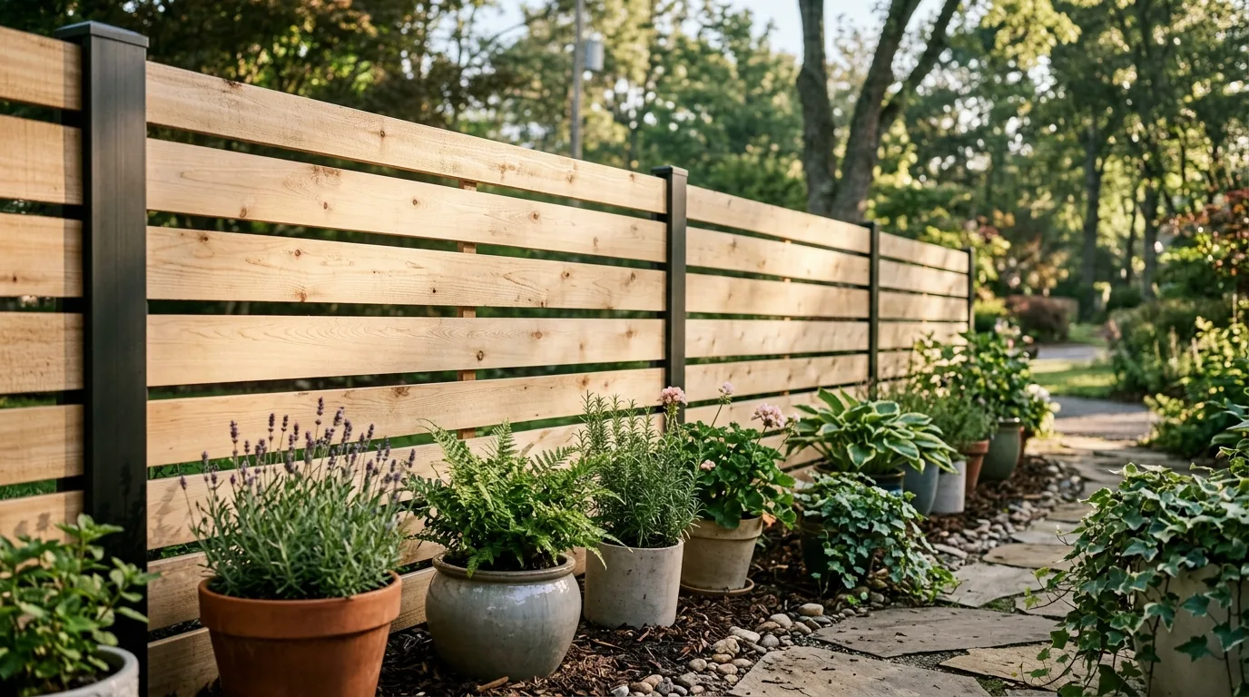 Minimalist Fence With Light Wooden Slats